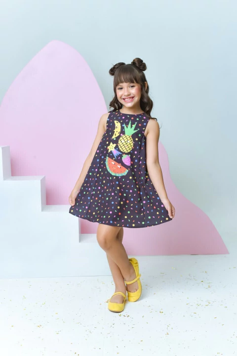 Vestido Larissa Preto Frutas