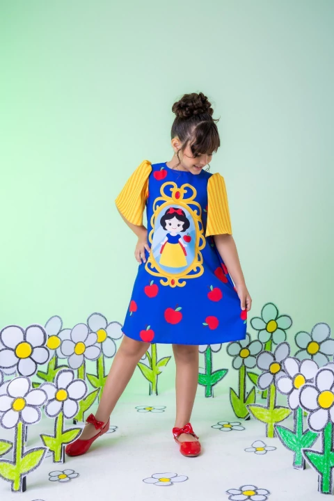 Vestido Cristal Azul Branca de Neve