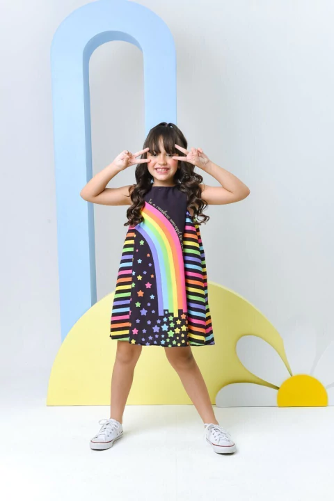 Vestido Larissa Preto Rainbow