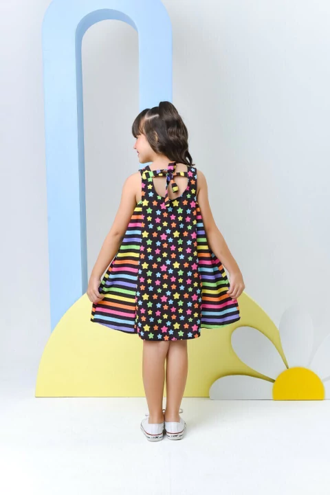 Vestido Larissa Preto Rainbow