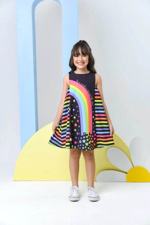 Vestido Larissa Preto Rainbow